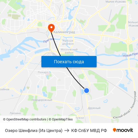 Озеро Шенфлиз (Из Центра) to КФ СпБУ МВД РФ map