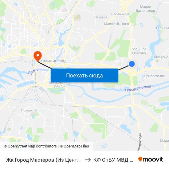 Жк Город Мастеров (Из Центра) to КФ СпБУ МВД РФ map