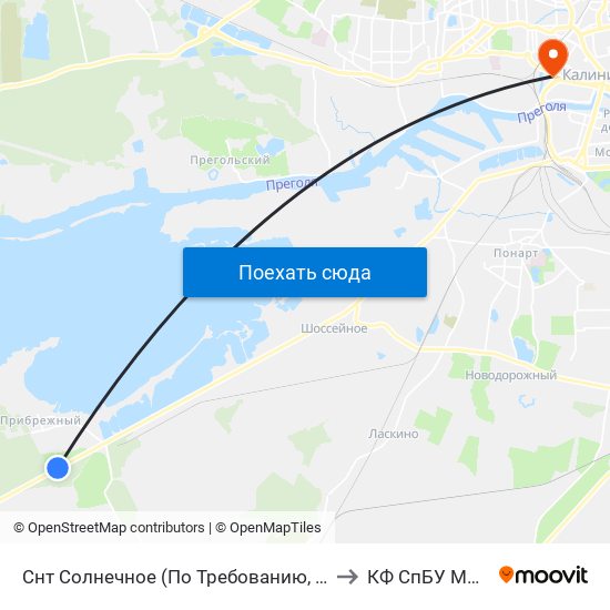 Снт Солнечное (По Требованию, Из Центра) to КФ СпБУ МВД РФ map