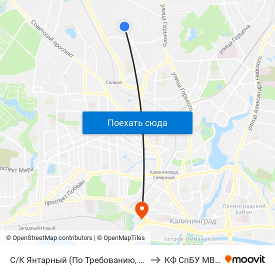 С/К Янтарный (По Требованию, Из Центра) to КФ СпБУ МВД РФ map