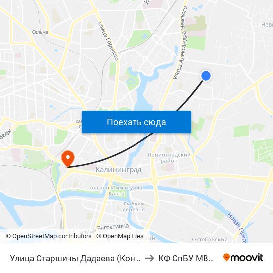 Улица Старшины Дадаева (Конечная) to КФ СпБУ МВД РФ map