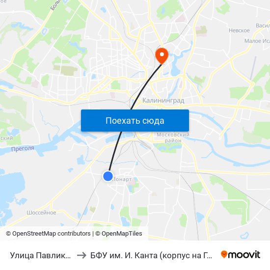 Улица Павлика Морозова to БФУ им. И. Канта (корпус на Горького, бывш. БИЭФ) map