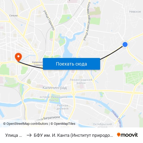 Улица Юрия Гагарина to БФУ им. И. Канта (Институт природопользования, терр. развития и градостроительства) map