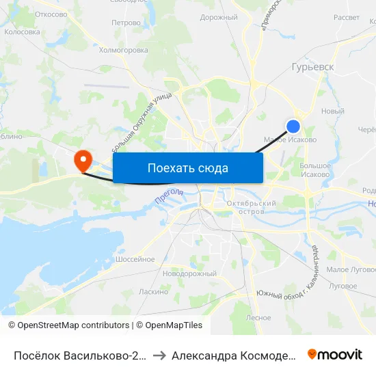 Посёлок Васильково-2 (В Центр) to Александра Космодемьянского map