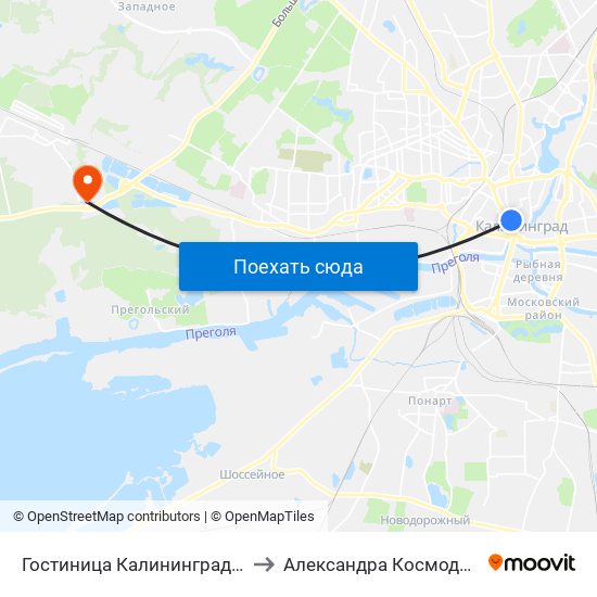 Гостиница Калининград (Из Центра) to Александра Космодемьянского map