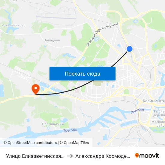 Улица Елизаветинская (В Центр) to Александра Космодемьянского map