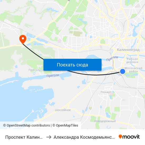 Проспект Калинина to Александра Космодемьянского map