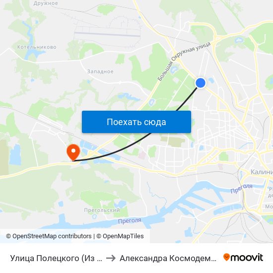 Улица Полецкого (Из Центра) to Александра Космодемьянского map