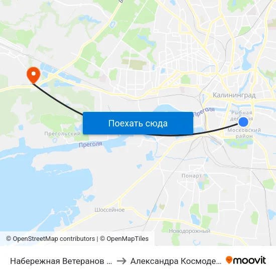 Набережная Ветеранов (Из Центра) to Александра Космодемьянского map