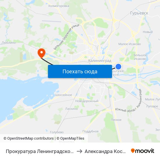 Прокуратура Ленинградского Района (Из Центра) to Александра Космодемьянского map