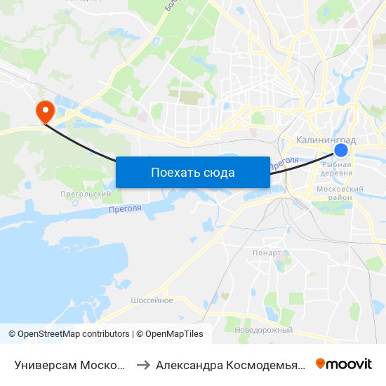 Универсам Московский to Александра Космодемьянского map