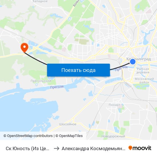 Ск Юность (Из Центра) to Александра Космодемьянского map