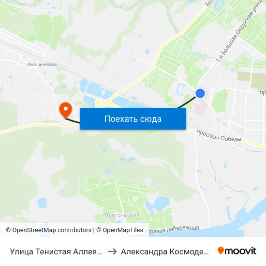 Улица Тенистая Аллея (В Центр) to Александра Космодемьянского map