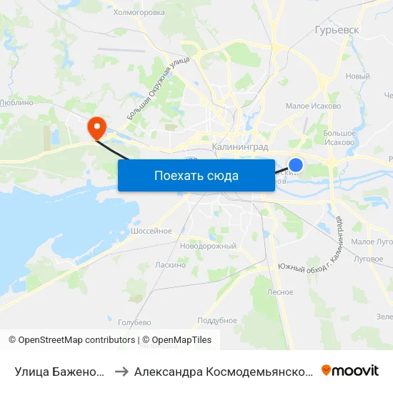 Улица Баженова to Александра Космодемьянского map