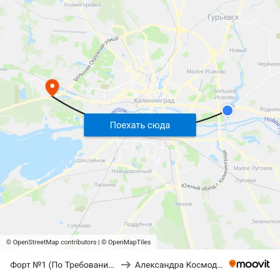 Форт №1 (По Требованию, Из Центра) to Александра Космодемьянского map