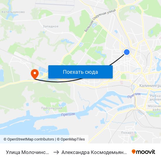 Улица Молочинского to Александра Космодемьянского map