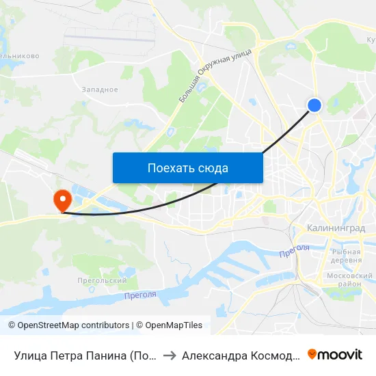Улица Петра Панина (По Требованию) to Александра Космодемьянского map