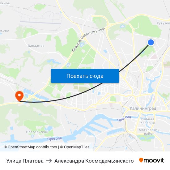 Улица Платова to Александра Космодемьянского map