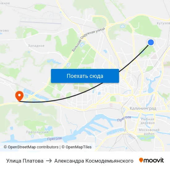 Улица Платова to Александра Космодемьянского map