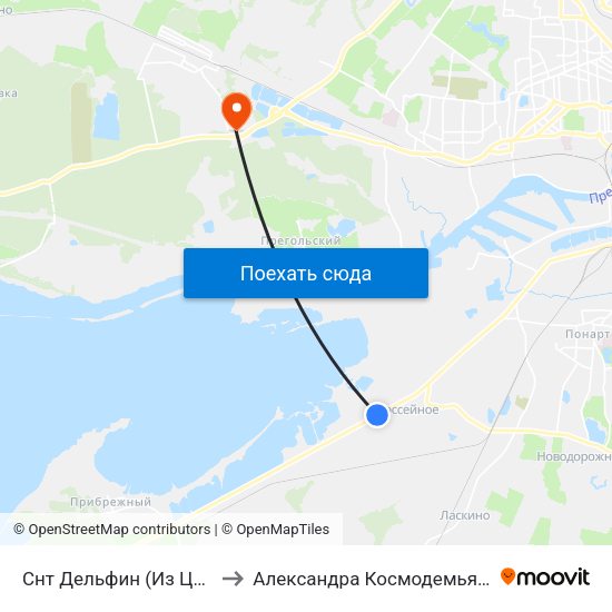 Снт Дельфин (Из Центра) to Александра Космодемьянского map
