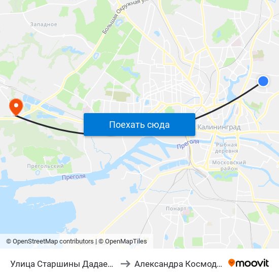 Улица Старшины Дадаева (Конечная) to Александра Космодемьянского map