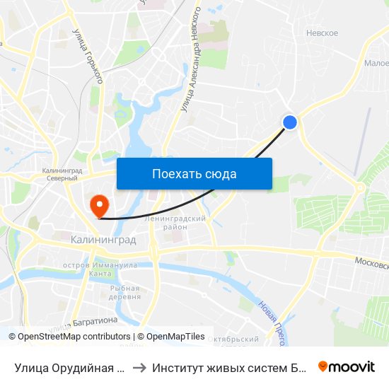 Улица Орудийная (В Центр) to Институт живых систем БФУ им. Канта map