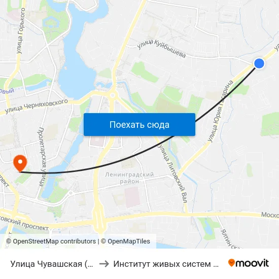 Улица Чувашская (Из Центра) to Институт живых систем БФУ им. Канта map