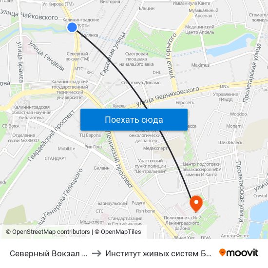 Северный Вокзал (В Центр) to Институт живых систем БФУ им. Канта map