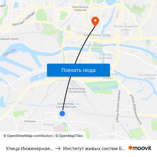 Улица Инженерная (В Центр) to Институт живых систем БФУ им. Канта map