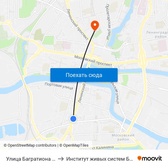 Улица Багратиона (В Центр) to Институт живых систем БФУ им. Канта map