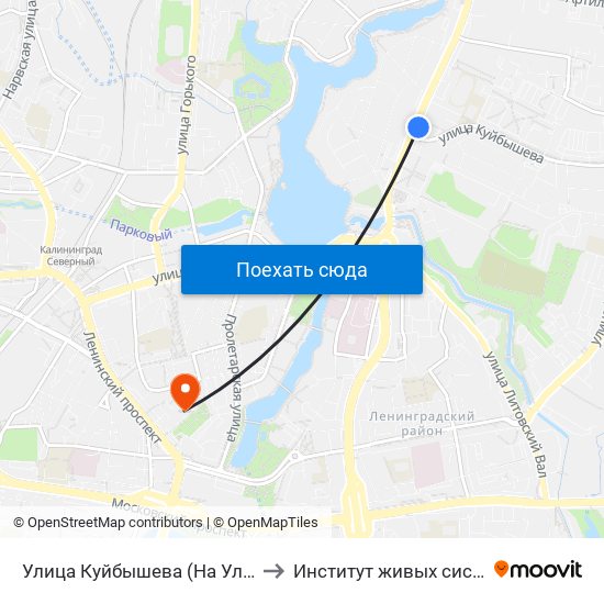 Улица Куйбышева (На Ул. Невского, Из Центра) to Институт живых систем БФУ им. Канта map