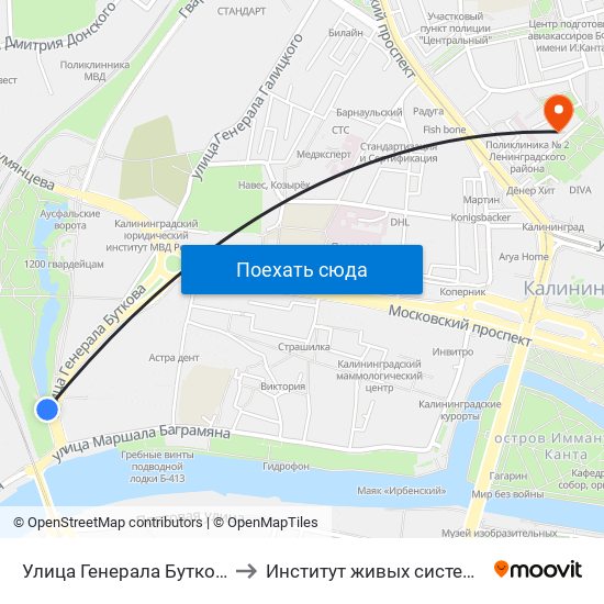 Улица Генерала Буткова (Из Центра) to Институт живых систем БФУ им. Канта map