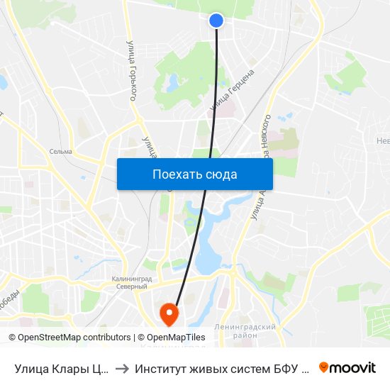 Улица Клары Цеткин to Институт живых систем БФУ им. Канта map