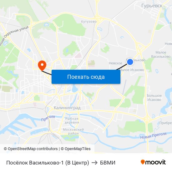 Посёлок Васильково-1 (В Центр) to БВМИ map