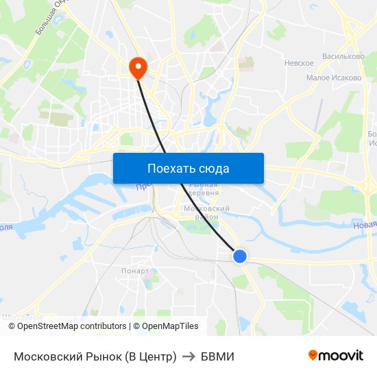 Московский Рынок (В Центр) to БВМИ map