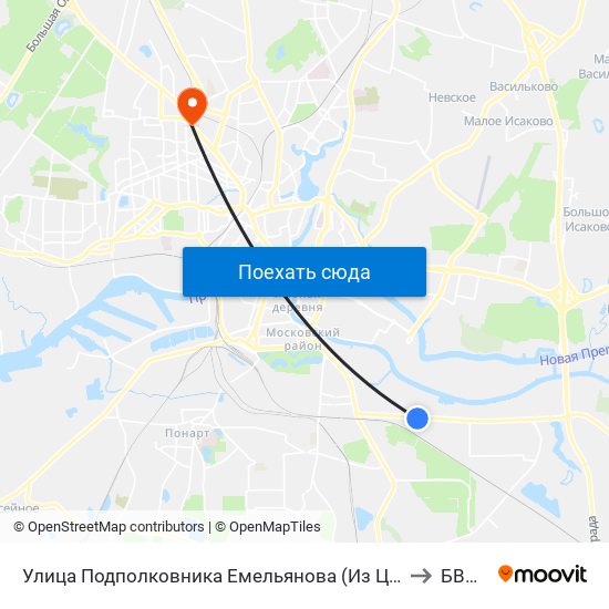 Улица Подполковника Емельянова (Из Центра) to БВМИ map