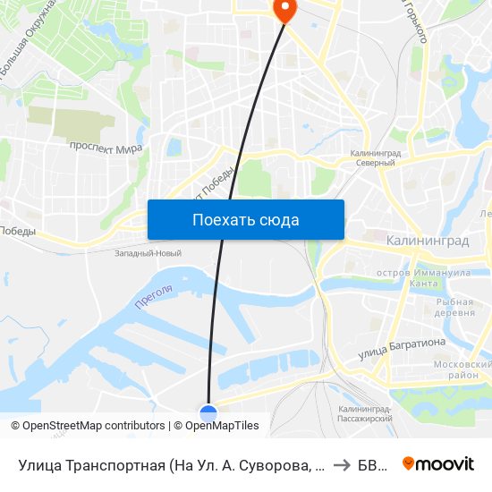 Улица Транспортная (На Ул. А. Суворова, В Центр) to БВМИ map