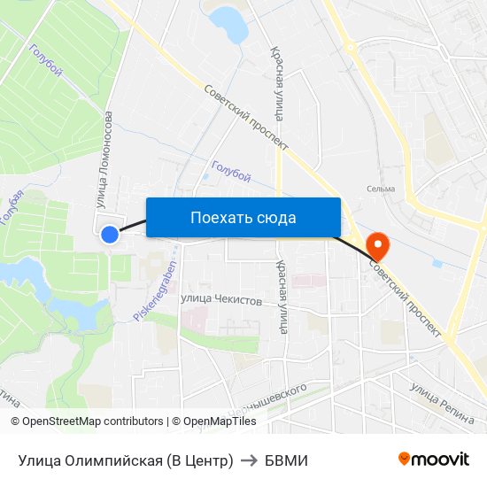 Улица Олимпийская (В Центр) to БВМИ map