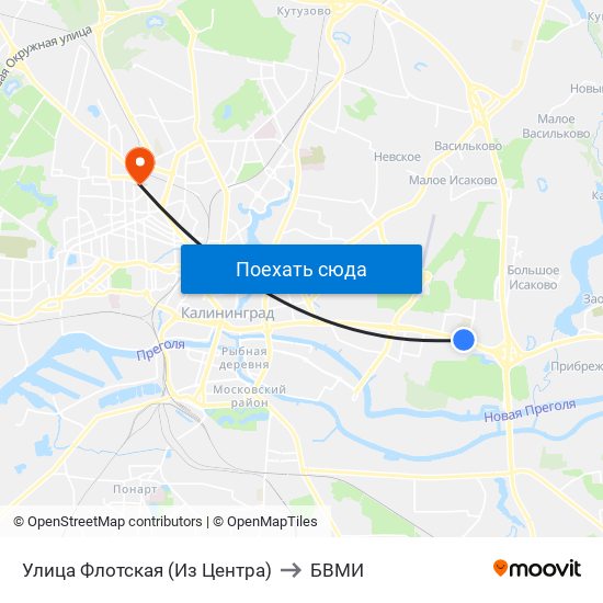Улица Флотская (Из Центра) to БВМИ map