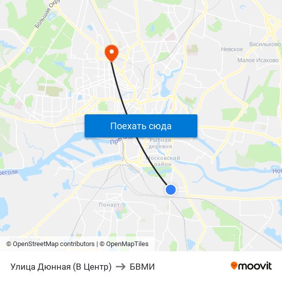 Улица Дюнная (В Центр) to БВМИ map