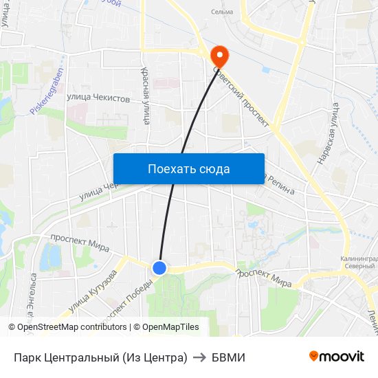 Парк Центральный (Из Центра) to БВМИ map