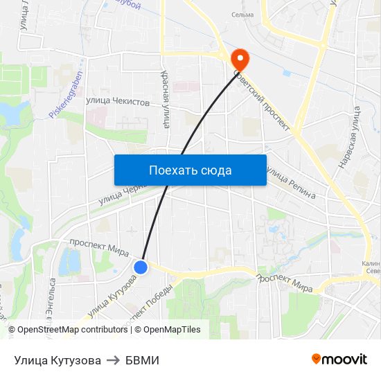 Улица Кутузова to БВМИ map