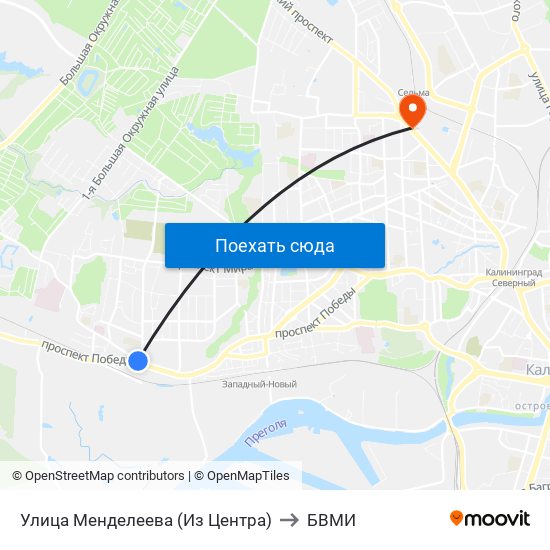 Улица Менделеева (Из Центра) to БВМИ map