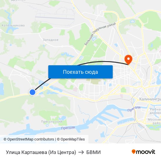 Улица Карташева (Из Центра) to БВМИ map