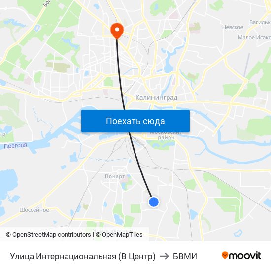 Улица Интернациональная (В Центр) to БВМИ map