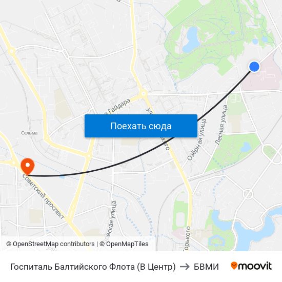 Госпиталь Балтийского Флота (В Центр) to БВМИ map