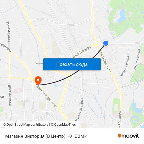 Магазин Виктория (В Центр) to БВМИ map