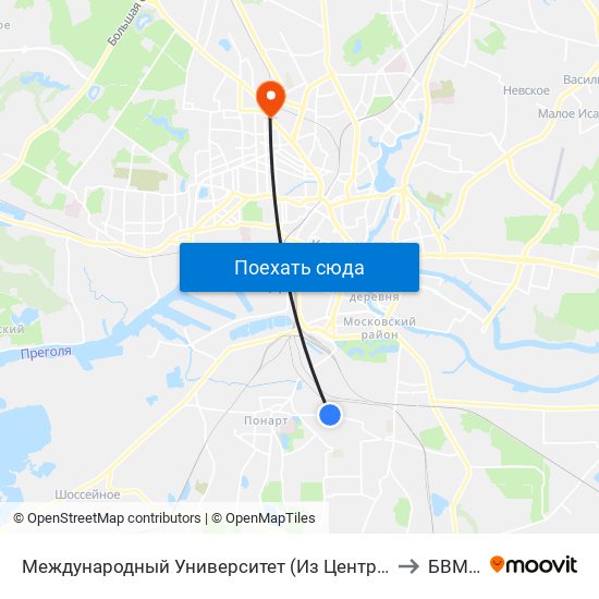 Международный Университет (Из Центра) to БВМИ map