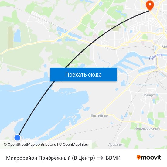 Микрорайон Прибрежный (В Центр) to БВМИ map
