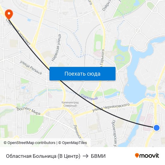 Областная Больница (В Центр) to БВМИ map